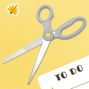 Stainless Steel Household Scissors Grey Straight Head Office Use Durable Comfortable 0180 - Product Image 2