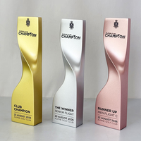Nouveau trophée en résine or, argent, bronze, personnalisé et gravé, trophée en résine en forme de S