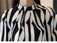 Nouvelle mode Femme Chemisier en mousseline rayé à manches longues Chemises pour femmes Vêtements de travail de bureau Hauts pour femmes Blusas Femme 6517 #