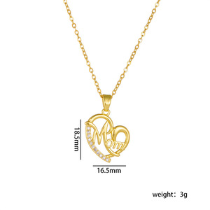 Hot New Female Love Pendentif <span class=keywords><strong>Collier</strong></span> Conception Géométrique <span class=keywords><strong>pour</strong></span> la Fête <span class=keywords><strong>des</strong></span> Mères Style Classique Zircon Pierre En Acier Inoxydable Chaîne Cadeau - Product Image 6