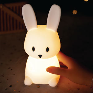 7 रंग बदलने वाली रात लाइट स्क्वीशी लैंप प्यारी सांस लेने वाले बच्चे छोटे बच्चे सिलिकॉन स्पर्श खरगोश खिलौना रात हल्का - Product Image 2