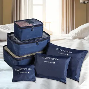 Juego de 6 bolsas de almacenamiento de viaje personalizadas, Cubo de embalaje de compresión plegable, bolsa organizadora de equipaje para zapatos, paquetes de ropa