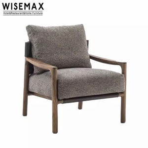 WISEMAX FURNITURE Chaise longue de détente de luxe légère meubles de salon <span class=keywords><strong>fauteuil</strong></span> en bois massif rembourré en <span class=keywords><strong>tissu</strong></span> pour la maison hôtel - Product Image 4
