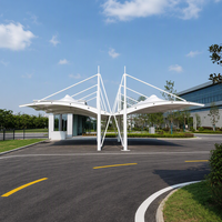 Structure de carport à membrane, type aile de papillon, avec mât central et câbles radiaux, abri de stationnement, imperméable, résistant aux UV, conception personnalisée