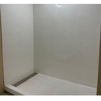 Cuvette de douche de drain de tranchée en marbre de culture de 60 "x 32" x 4 '', base de douche avec couvercle de vidange en acier inoxydable