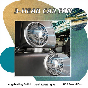 2-in-1 360 độ xoay xe fan 3 tốc độ USB xách tay điều hòa không khí 5V/12V/24V cho xe làm mát - Product Image 3