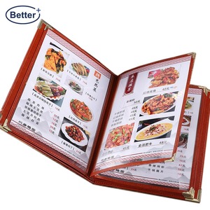 Biểu Tượng Tùy Chỉnh In Ấn Vàng Foiling Nhà Hàng Người Giữ Menu Rượu Vang Danh Sách PVC Tay Áo Chèn Trang Menu Độn Da Menu Bao Gồm - Product Image 1