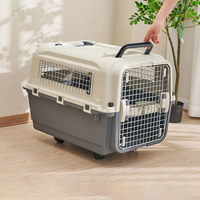 Grand transporteur d'animaux approuvé par les compagnies aériennes, niche extérieure pour chien avec roues et bols pour la nourriture