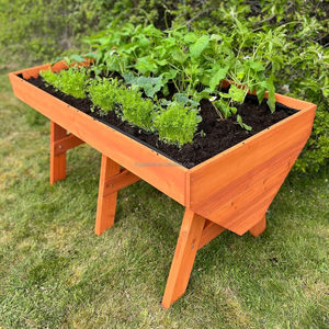 Grand lit de jardin <span class=keywords><strong>surélevé</strong></span> <span class=keywords><strong>en</strong></span> bois naturel à charge élevée avec doublure et pieds - Product Image 6