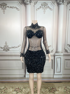 Nieuwe collectie 2022 dameskleding doorschijnende feestjurk glitter strass gala jurken avondjurk feestjurk - Product Image 5