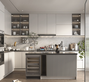 Meubles de cuisine modulaires de luxe en bois massif, design personnalisé, pour l'<span class=keywords><strong>immobilier</strong></span> résidentiel - Product Image 1