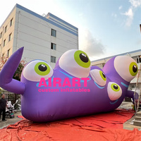 Mascotte gonflable géante démon multi-yeux violet, accessoire monstre d'Halloween pour la décoration de scène extérieure