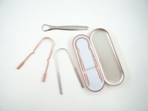 Raschietto per lingua riutilizzabile in oro rosa per l'igiene orale - Product Image 4