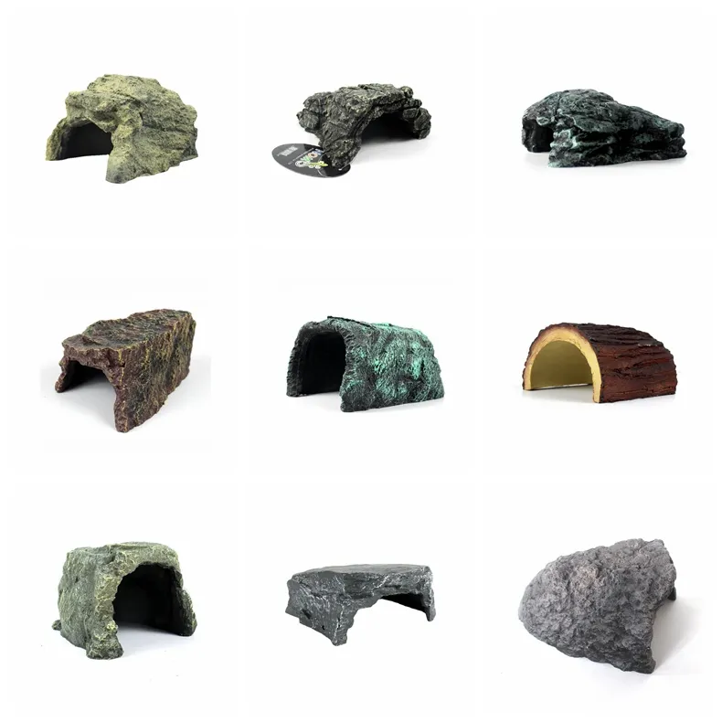 Multiple Styles Snake Hides and Caves Resin rettile Hideout Rock per drago barbuto