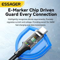 Kabel Data ESSAGER ES-X45 USB2.0 1M 2M PD 240W USB C ke USB C Pengisian Cepat 480Mbps untuk Perangkat iPhone dan Android
