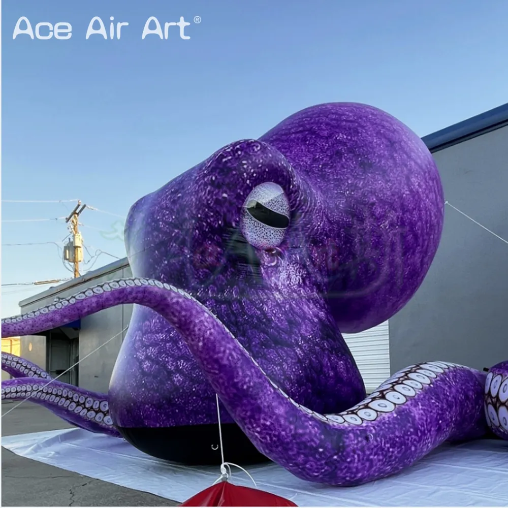 Cabeza de pulpo gigante inflable y tentáculo con soplador de aire para publicidad de decoración de fiesta de Halloween