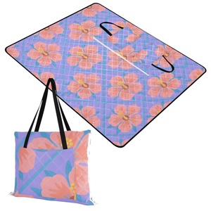 60*80inch <b>Roll</b> up Aloha Picnic Blanket Waterproof Extra Large Flower Custom Print Foldable Outdoor Beach <b>Mat</b> Picnic Bag - Product Image 1