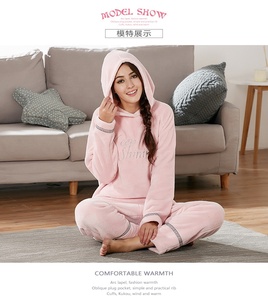 Venta caliente de fábrica personalizada pijamas de etiqueta privada de invierno de manga larga conjuntos de pijamas elásticos para mujeres Black Friday Christmas Hooded <span class=keywords><strong>PAJ</strong></span> - Product Image 2