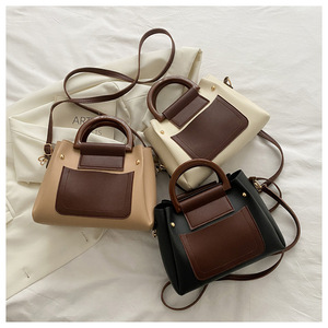 <span class=keywords><strong>Sac</strong></span> à main rétro tendance en cuir PU avec coutures contrastées, grande capacité, <span class=keywords><strong>sac</strong></span> seau, <span class=keywords><strong>sac</strong></span> messager pour femme - Product Image 4