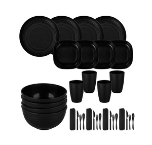 Ensemble de vaisselle incassable tasses de cuisine assiettes bols ensembles lave-vaisselle assiettes allant au micro-ondes ensembles de vaisselle en paille de blé 32 pièces - Product Image 1