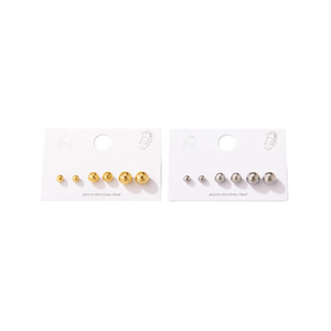 Boucles d'oreilles Zi Stud 4mm 6mm 8mm en acier inoxydable, ensemble de boules pour femmes, accessoire de bijouterie - Product Image 3