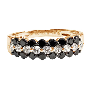 Anillo de Boda de Oro Rosa Sólido de 18K con Diamantes Negros para Mujer, Directo de Fábrica en China, Moderno, para Aniversarios, Compromisos y Fiestas - Product Image 1