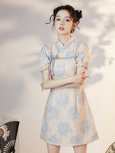 Ropa tradicional china Cheongsam <span class=keywords><strong>chino</strong></span> clásico mujer Qipao manga corta Sexy boda fiesta de noche - Product Image 2
