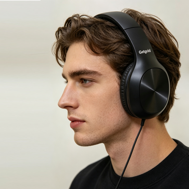 P47 Premium Quality Over-Ear Wired Headphones Classroom Gaming Microphone Dynamic Vocalism Principle Digital Display Battery