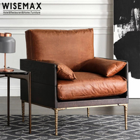 WISEMAX FURNITURE Canapé moderne de luxe pour la maison sectionnel en cuir véritable cadre en bois de chêne en duvet de plumes ensemble de canapés pour le salon