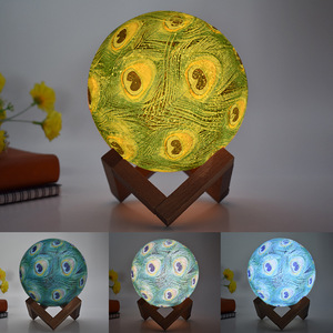 Venta al por mayor de <span class=keywords><strong>Color</strong></span> de Control remoto cambiando de 3D de lámpara de escritorio inteligente Luna bebé luz de la noche, lámpara de mesa - Product Image 3
