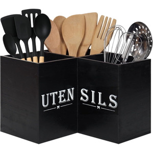 Caja organizadora de utensilios negra en forma de L para encimera de cocina con logo - Product Image 3