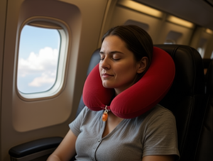 หมอนรองคอเมมโมรี่โฟมพร้อมที่ปิดตา ขนาด 28x26x14 ซม. หมอนเดินทางสำหรับใช้บนเครื่องบิน - Product Image 2