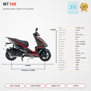 Scooter à essence pour adultes 125cc, moteur 4 temps refroidi par air, Euro 5 EFI, freins à disque CBS, vitesse maximale de 80 km/h pour les trajets urbains - Product Image 3