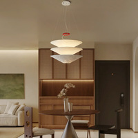 Suspension LED moderne et luxueuse en papier DuPont, avec abat-jour conique flottant en parchemin blanc et lumière à trois couleurs changeantes