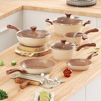 Ensemble de casseroles et poêles antiadhésives de 13 pièces, fabrication artisanale, ensemble de casseroles de cuisson en fonte avec accessoires de cuisine