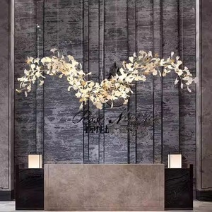 Lámpara Colgante de Acrílico con Hojas de Ginkgo, LED E27, Altura Ajustable, Control Remoto Dorado, Garantía de 5 Años, Lámpara Colgante para Restaurante - Product Image 2