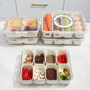 Contenedor de Almacenamiento para Refrigerador con 4 Compartimentos, Tapa, Cesta de Drenaje Extraíble y Bandeja Dividida para Servir, Venta al Por Mayor - Product Image 4