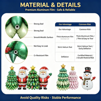 Palloncini in Foil 3D a Forma di Albero di Natale, Pupazzo di Neve e Babbo Natale all'Ingrosso, CE/EN71/BSCI/CPC OEM/ODM per Forniture per Feste Natalizie
