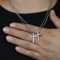 Collier croix rose prêt pour le dropshipping, pendentif en zircon pour les acheteurs de bijoux de couple
