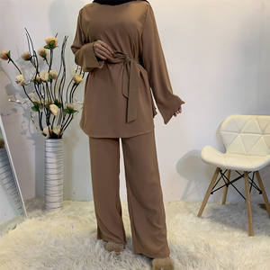 Vêtements d'Afrique 2 Pièces Dubaï Abaya Turque Hijab Robe <span class=keywords><strong>Musulmane</strong></span> Femme Caftan Vêtements Islamiques Dames Ensemble Femme <span class=keywords><strong>Musulmane</strong></span> - Product Image 1