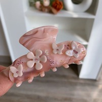 Pinces à cheveux en acétate élégantes de style français pour femmes, pinces à cheveux en strass avec nœud en forme de fleur pour filles, bijoux pour cheveux