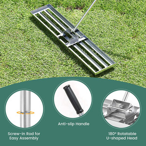 Jh-mech 46 "x 10" Heavy Duty cấp bãi cỏ công cụ với Ergonomic xử lý nỗ lực-tiết kiệm bạc Thép không gỉ bãi cỏ san lấp mặt bằng công cụ - Product Image 5