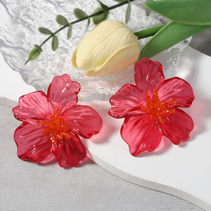 Pendientes de Botón con Forma de Flor Clásica y Encantadora para Mujer, Chapados en Rodio, de Resina Acrílica, para Fiestas y Regalos - Product Image 4