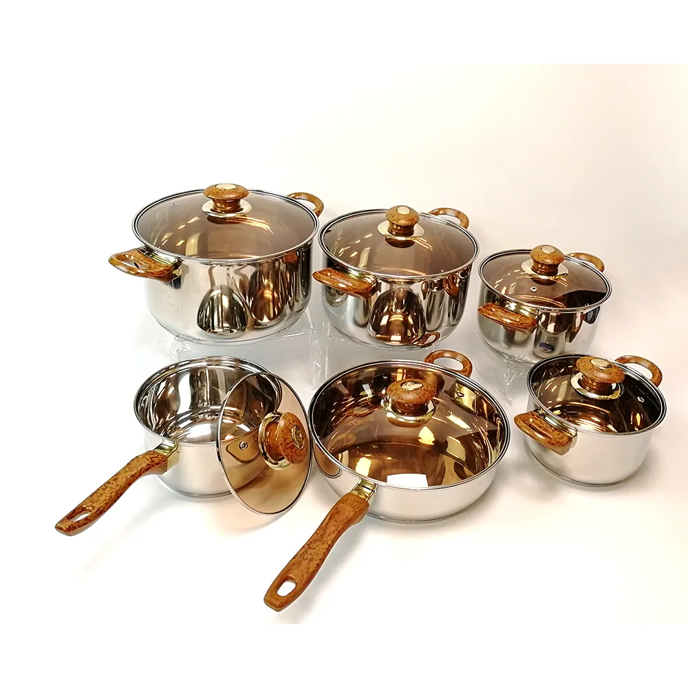 12個430 Bottom Induction SS 201 Cookware Sets Pots And Pans Kitchen Cookware Set Cookware Sets