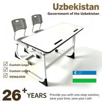 Tables scolaires double place pour l'Ouzbékistan, mobilier de salle de classe, pupitre scolaire, bureau d'étude moderne pour étudiants avec 2 places
