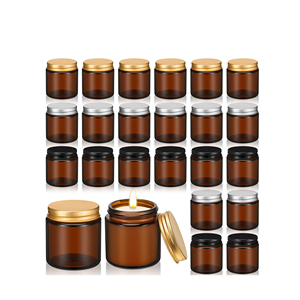Frasco de vidrio marrón de 4oz (100ml) vacío para hacer velas con tapa metálica, resistente al calor, ecológico, contenedor a granel para Navidad - Product Image 1