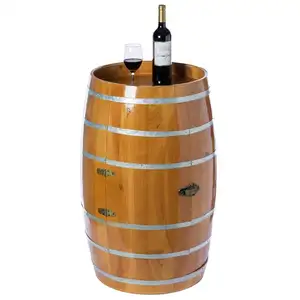 홈 장식 맞춤형 바 잠글 수있는 단단한 소나무 다크 브라운 와인 배럴 모양의 나무 와인 홀더 보관 캐비닛