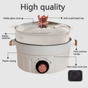 Olla Eléctrica Multifuncional con Vaporera Integrada, de Vidrio Templado, 4L, Ligera, Antiadherente, para Uso Doméstico y al Aire Libre - Product Image 5