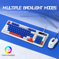Ensemble clavier et souris filaire T-WOLF TF610 bleu et blanc bicolore - Périphériques de jeu ergonomiques pour ordinateur portable PC