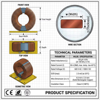 Filtro Electromagnético de Alta Frecuencia, Inversor de Alta Potencia, Ultra Bajo DCR, Certificado CE, Bobina de Núcleo de Aire, Inductor de Cable Plano